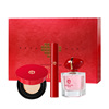 Set, red lip gloss, perfume, soft heel, translucent shading, 3 piece set