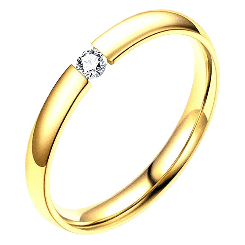 Nuevo estilo coreano simple anillo de acero inoxidable joyería de las mujeres avanzado micro incrustaciones anillo de circón diamante titanio acero pareja anillo