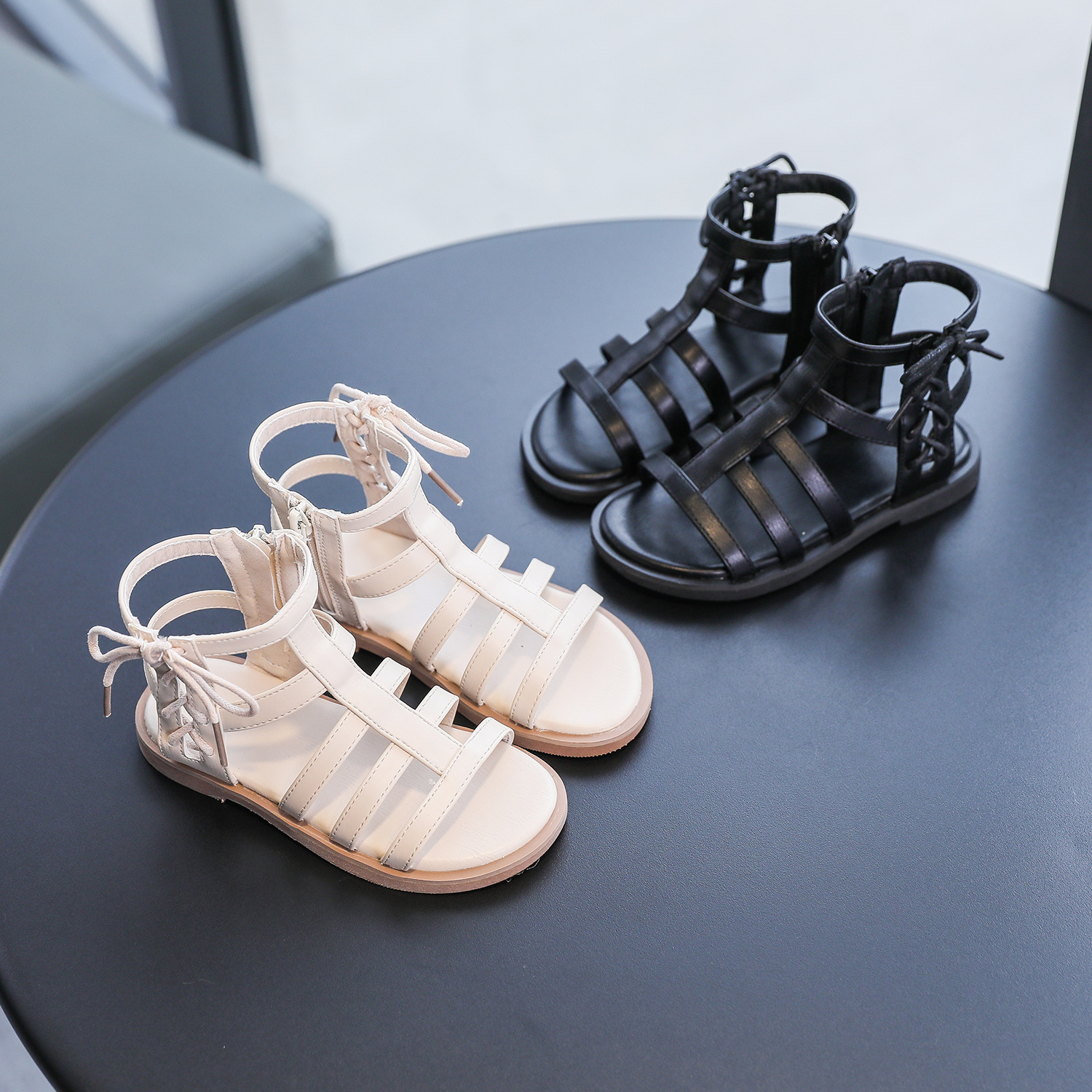 2021年童鞋夏季新品儿童凉鞋韩版时尚女童高帮公主罗马凉鞋沙滩鞋|ru