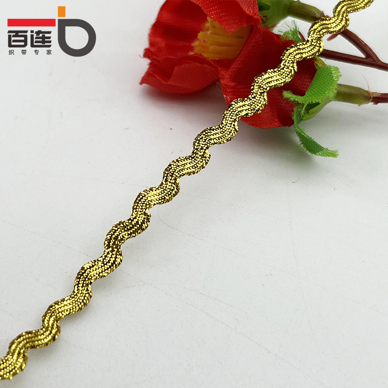 3-5mm oro y plata ola en forma de S borde curvo cortina de cinta de encaje ropa para niños accesorios de la boda accesorios de ropa DIY