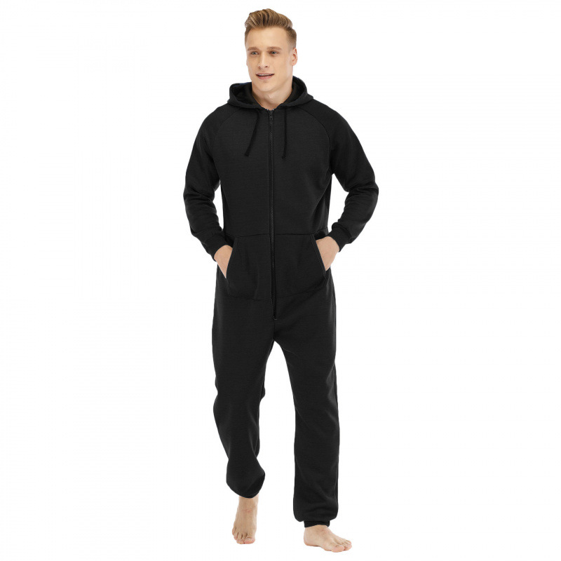 Dropshipping Amazon Cross-Border Popular Men's Thickened Fleece Sweatshirt Jumpsuit Home Wear Pajamas