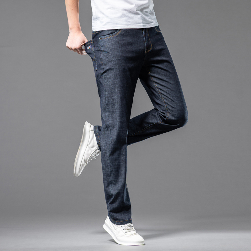 Straight Men's Jeans 2023 Spring and Summer New Young and Middle-aged Fashion Casual Loose Thin Cotton Comfortable Trousers for Men