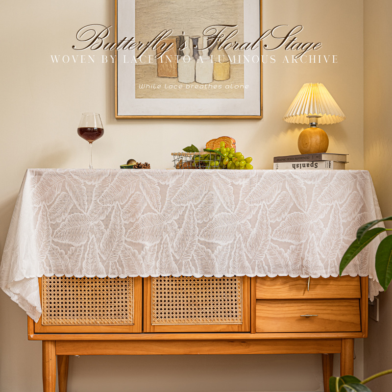 Pequeña toalla de mesa de encaje fresco de color sólido sensación de toalla de cubierta de armario de boda al aire libre a prueba de polvo mesa de postres toalla de mesa