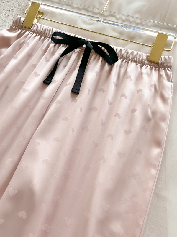 爱心提花~真丝睡衣女春秋长袖女感可外穿家居服套装夏季薄款|undefined