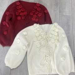 温柔立体花朵圣诞穿搭红色毛衣女早春新款宽松显瘦慵懒针织上衣