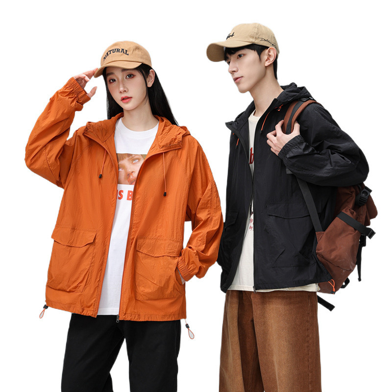 Chaqueta solar de seda de hielo para hombres de verano delgada chaqueta con capuchón transpirable de ocio al aire libre ropa de pesca de secado rápido