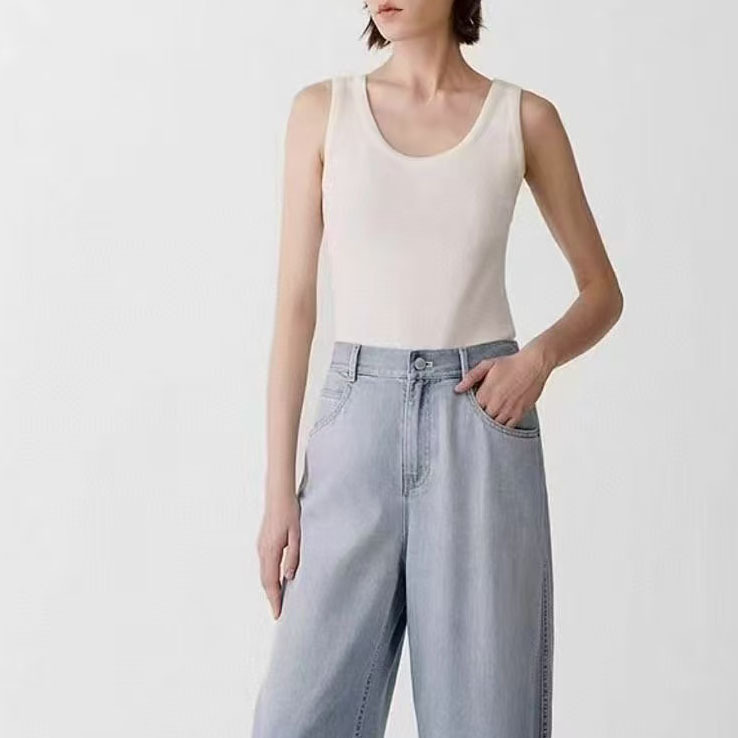 Nanyou Classy Women's Clothing Ic Xiaohe 25 Spring and Summer New Cotton Elastic Rib Close-Fitting Comfortable Slim Bottoming T-Shirt Vest