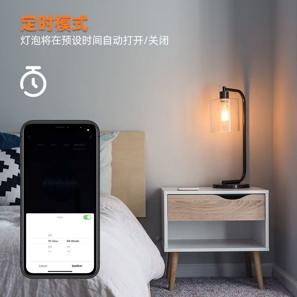 Bombilla WiFi con control por voz Alexa, regulación de intensidad RGBCW y ajuste de color, bombilla LED inteligente de doble modo WiFi de 9W.
