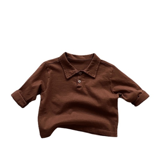 Easy to wear~ Children's long-sleeved T-shirt polo shirt autumn new style retro Japanese and Korean forest tops for boys and girls, trendy and versatile