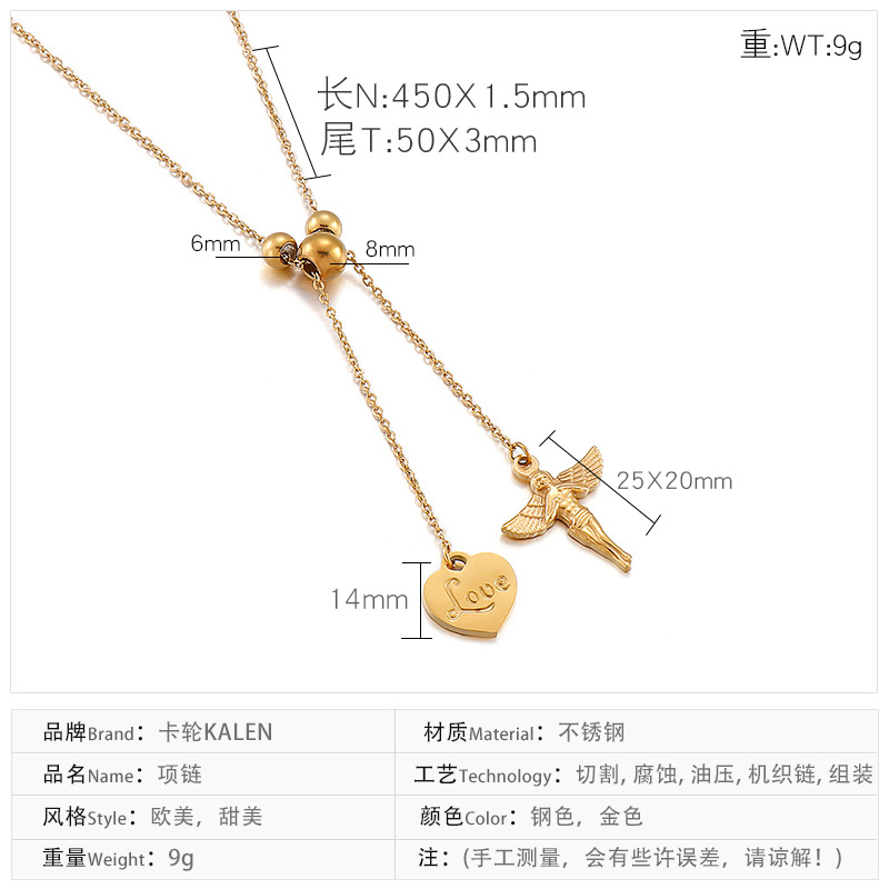 Stainless Steel Titanium Steel 18K Gold Plated Fashion Plating Heart Necklace display picture 1