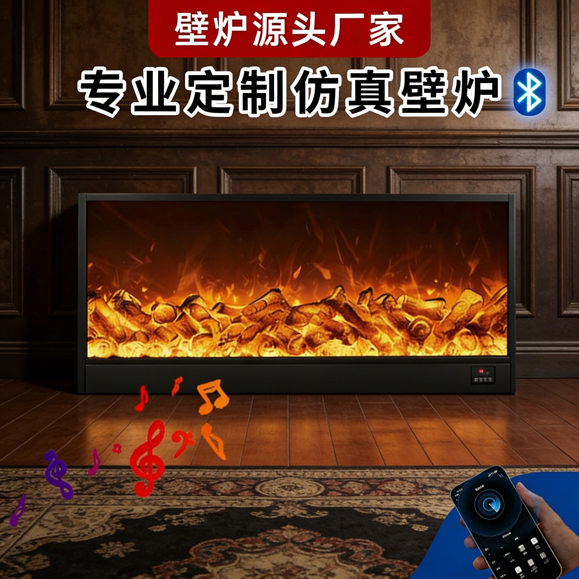 欧式简约电子壁炉蓝牙音响欧美装饰客厅房间取暖摆件批发雾化网红