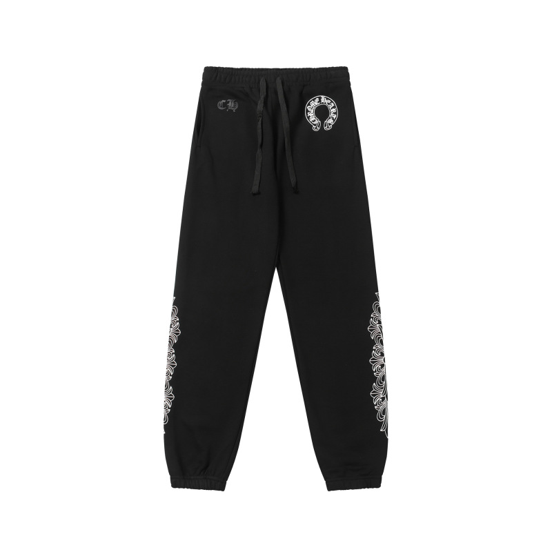 Chrome Hearts Cross Flower Vine Long Pants 420g Double Yarn Pure Cotton Unisex Terry Sweatpants