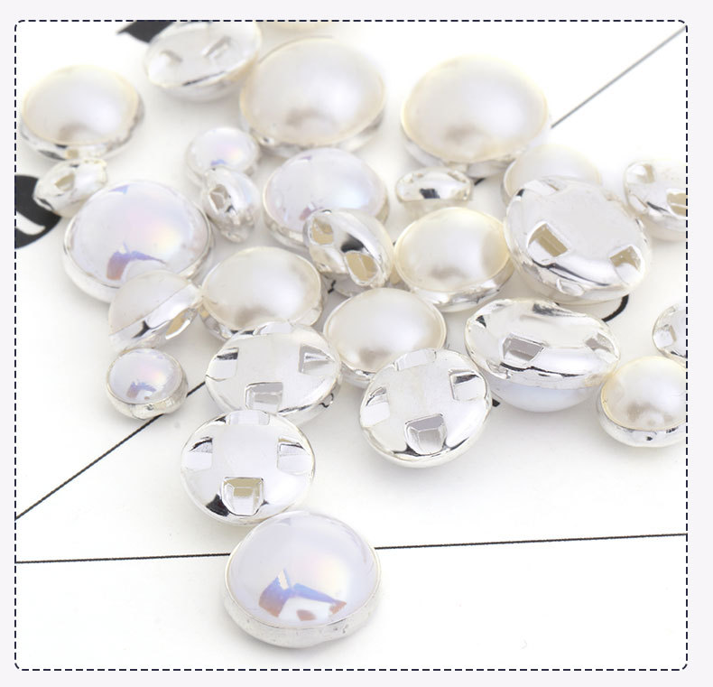Cross-shaped hand-sewn ABS imitation pearl high-brightness pure white off-white flat-bottomed half-sided pearl clothing hand-sewn diy accessories detail image 7