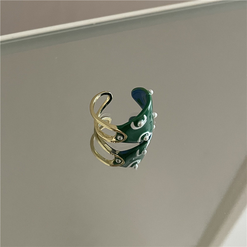 Koreau0027s fashion new green spray paint series irregular geometric ring wholesale nihaojewelry