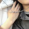 Fashionable magnetic small design necklace for beloved stainless steel, universal accessory, trend of season, does not fade