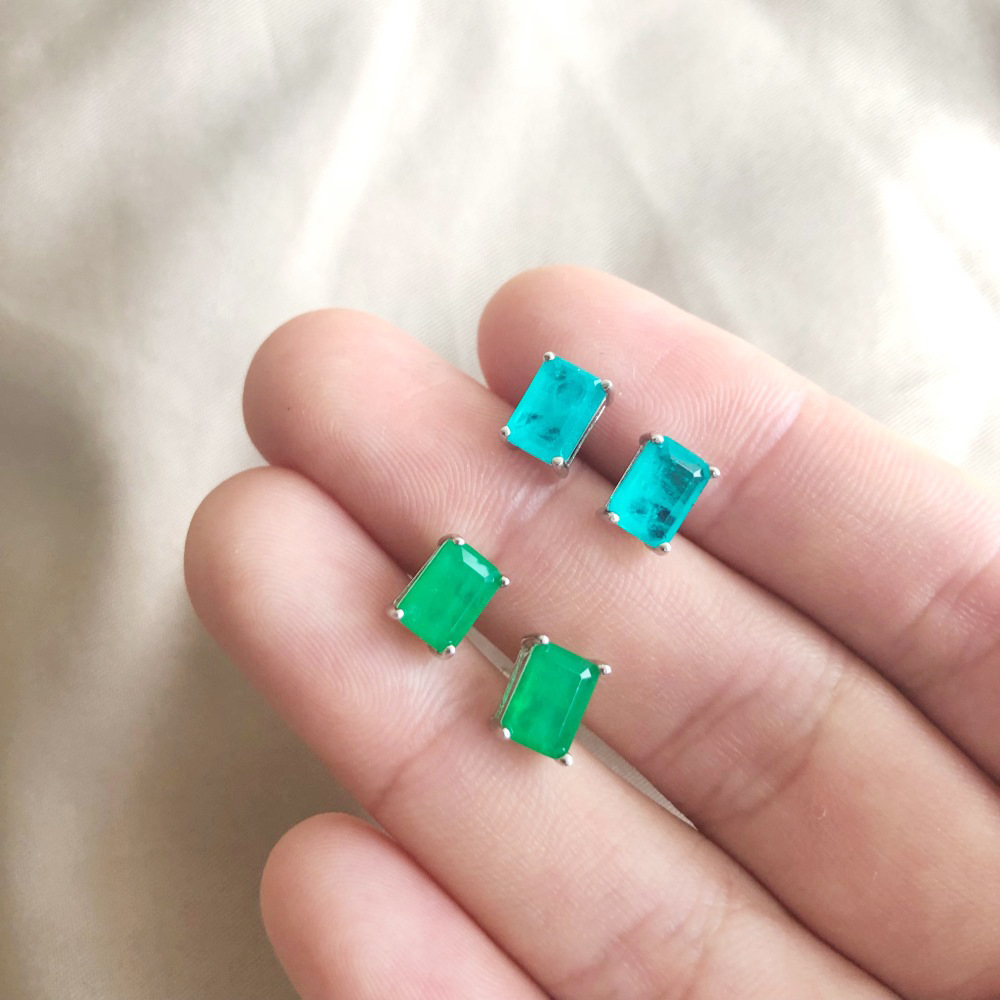 Ear Studs Classification 1 Pair 925 Sterling Silver Square Zircon Ear Studs