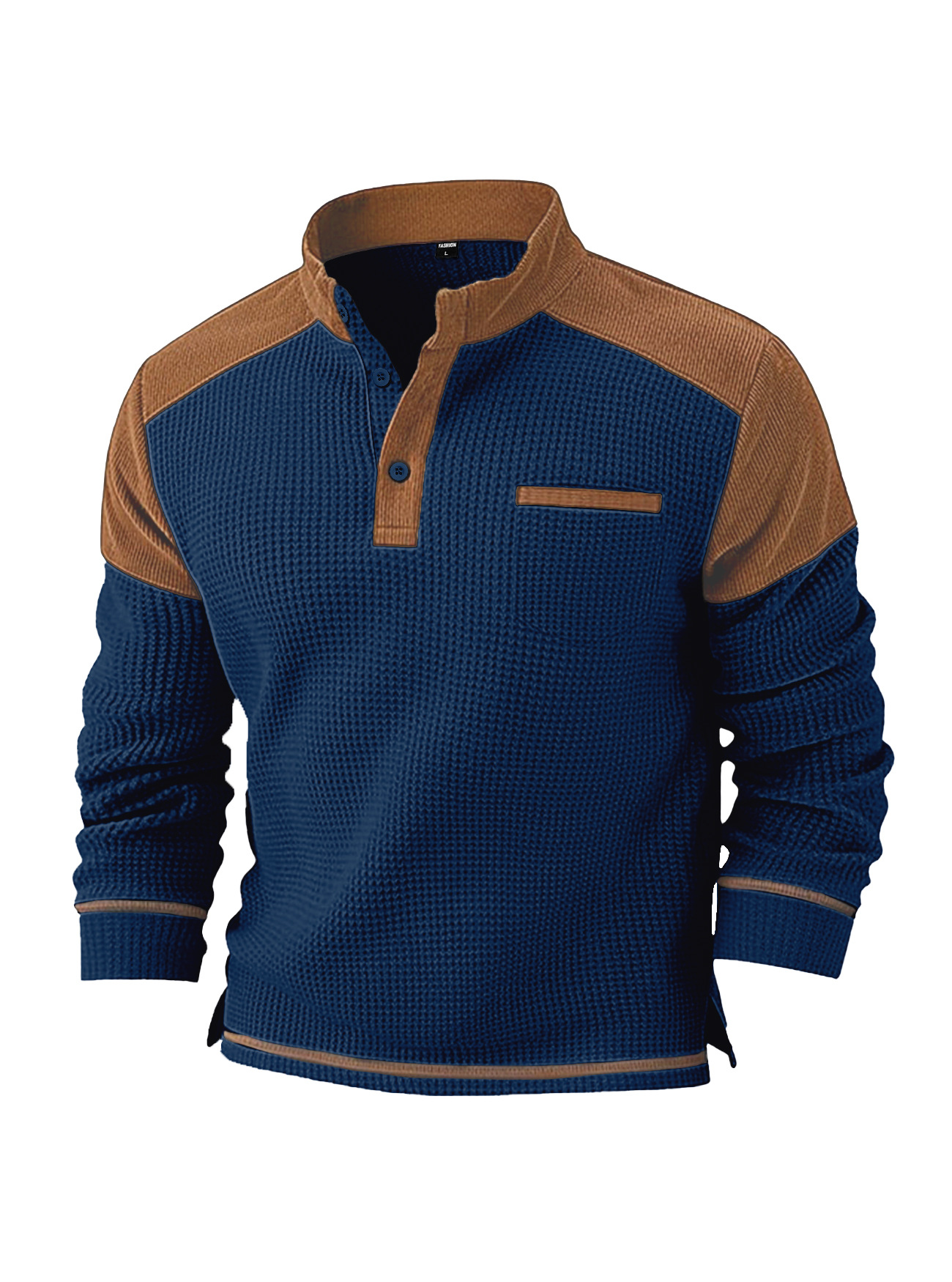 Herren Waffelstrick Pullover Mit Stehkragen Für Den Winter_voghion.com