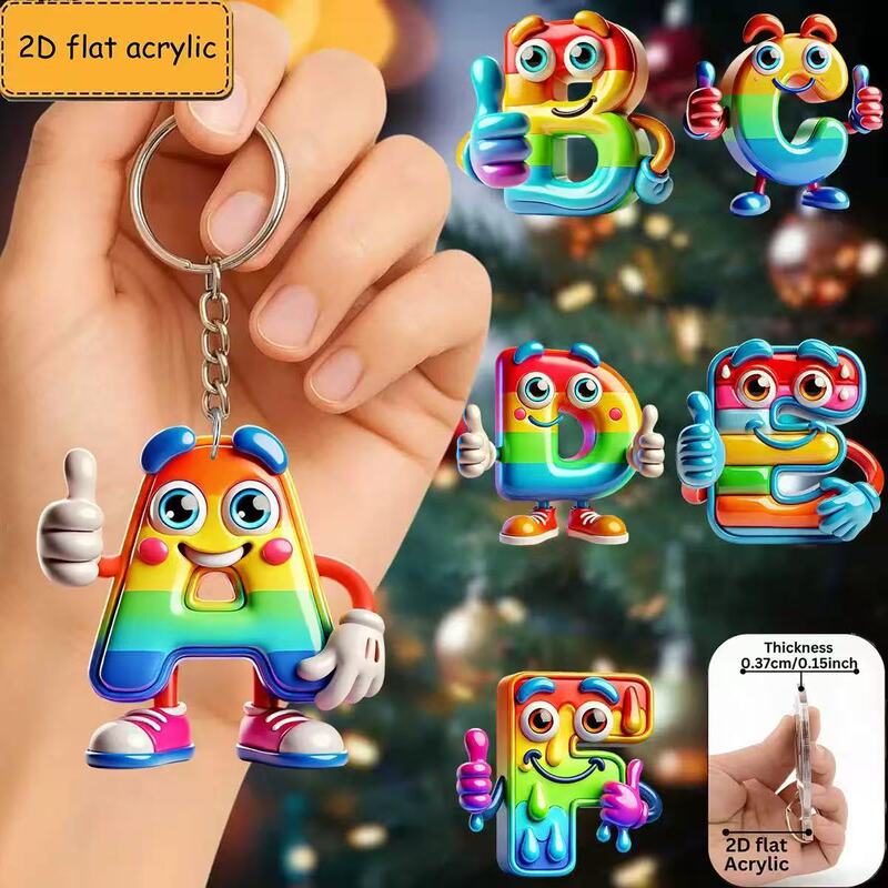 2D Flat Big-Eyed Anime Keychain Car Key Accessory with 26 Letter Engraving, Cute Backpack Decoration Pendant 2D Flat Big-Eyed Anime Keychain Car Key Accessory with 26 Letter Engraving, Cute Backpack Decoration Pendant