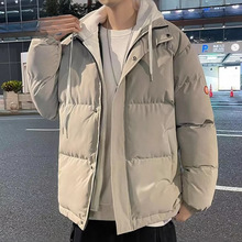 集团旗下棉致棉服男生冬季2024新款百搭时尚外套假两件加厚蓝色.