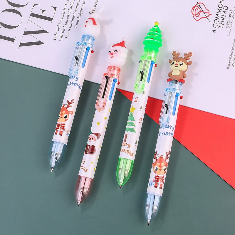 Рождественский подарок приз подарок Санта-Клаус Рождественская елка олень форма мультфильм 6 видов цветов цвет пресс шариковая ручка