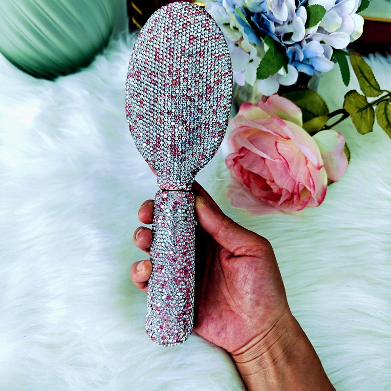 Alto aspecto champán diamante incrustado placa grande peine para las niñas, el hogar no duele el pelo masaje cojín de aire peine ins peluquería peine del pelo