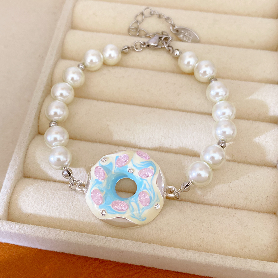 Zircon goteo de amor donut doble collar de perlas ligero lujo nicho cadena de clavícula adorable conjunto de joyas de moda image 8