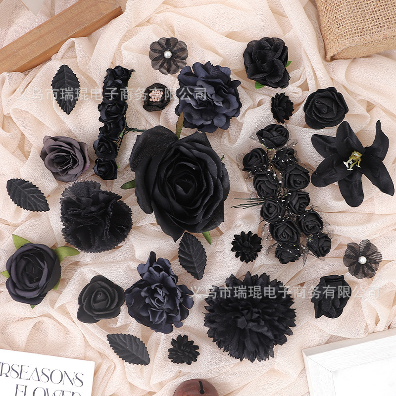 Black Series Artificial Flower DIY Materials Rose Peony Flower Heads Fake Flowers Amazon Flower Box Decoration Floral Accessories Black Series Artificial Flower DIY Materials Rose Peony Flower Heads Fake Flowers Amazon Flower Box Decoration Floral Accessories