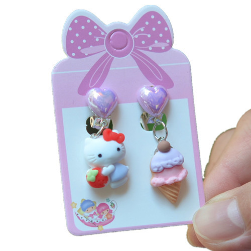 Cute Animal Rainbow Heart Shape Plastic Stoving Varnish Kid's Ear Clips 1 Pair display picture 34