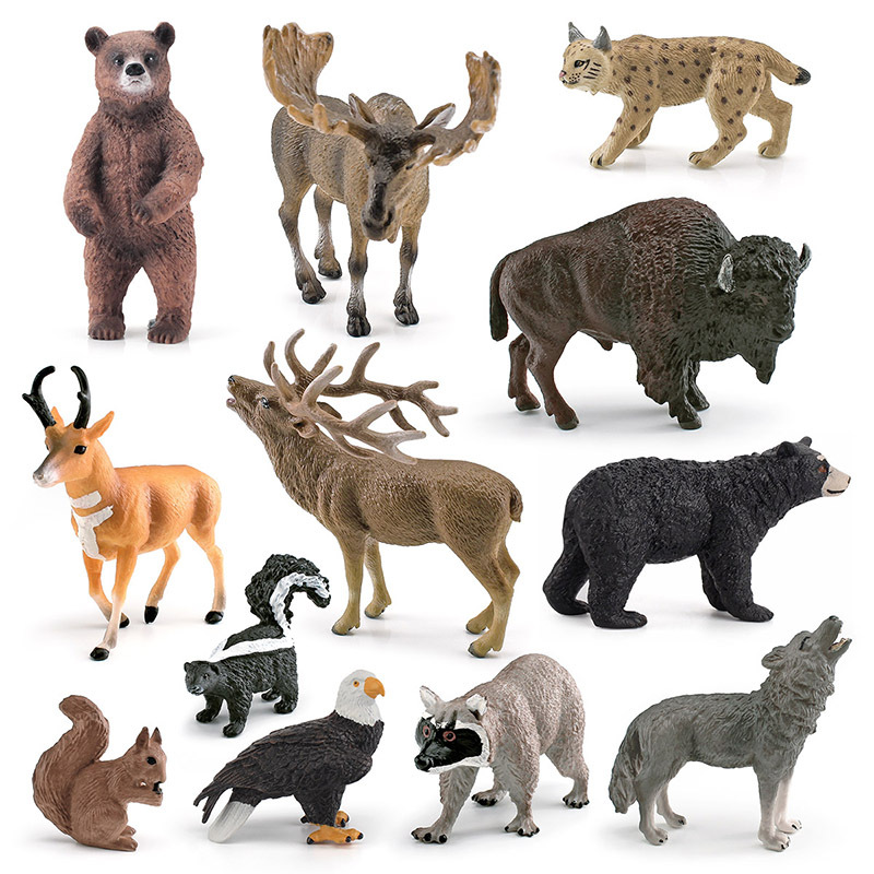 Transfronterizo simulación Tmall macho alce oso pardo oso negro ardilla Ciervo rojo bisonte mapache antílope águila modelo animal adornos