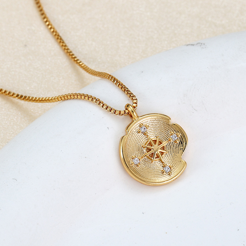 MAI NA BRASS 도금 18K TRUE GOLD 유럽 및 미국 미니멀리스트 틈새 스타일 지르콘 BAMANG STAR 라운드 브랜드 펜던트 목걸이