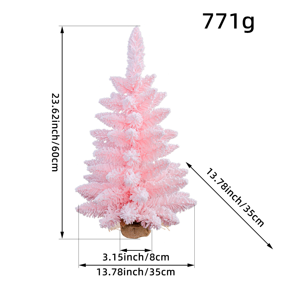 Nuevos productos transfronterizos árbol de Navidad rosa creativo flocado árbol de simulación de nieve decoración de ventanas de navidad
