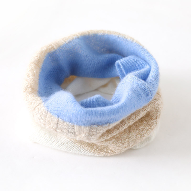 Soft and Cozy Cashmere Autumn and Winter Neck Warmer Color-Blocking Simple Versatile Warm Neck Protection Knitted Scarf with a Sense of Atmosphere Versatile