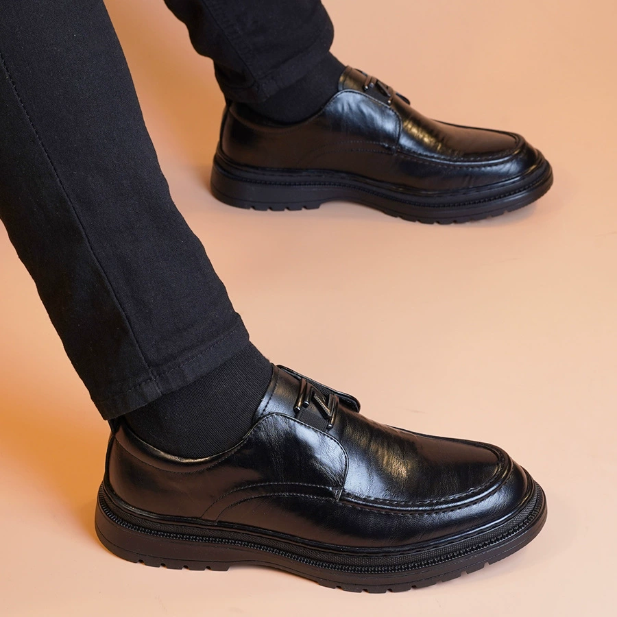 Новые мужские кожаные туфли без шнуровки на весну и осень, молодые британские деловые универсальные модные повседневные мужские кожаные туфли без шнуровки