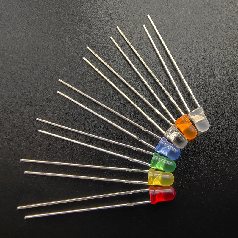 Светодиод F3MM круглая головка, белый вывод, длинные/короткие ножки, прямой вставной светодиод F3 3 мм
