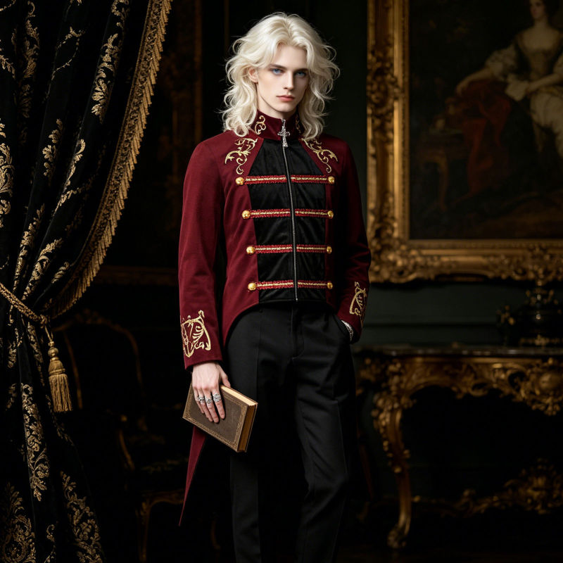 New Foreign Trade European and American Long-Sleeved Stand-Collar British-Style Jacket, Embroidered Swallowtail-Style Dress, Stage Performance Outfit