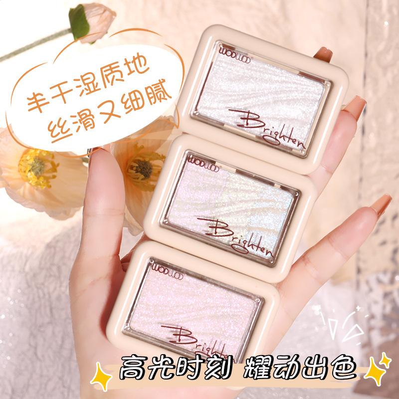 WODWOD polvo de alto brillo fantasma de luz suave, brillo fino, cuerpo, cara, brillo, ojos tridimensionales naturales, polvo flash