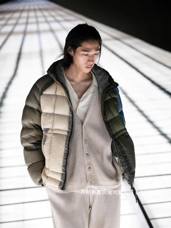 Cross-Border European and American Cp down Jacket Men's Thickened Warm and Cold-Proof down Autumn and Winter Hooded Coat