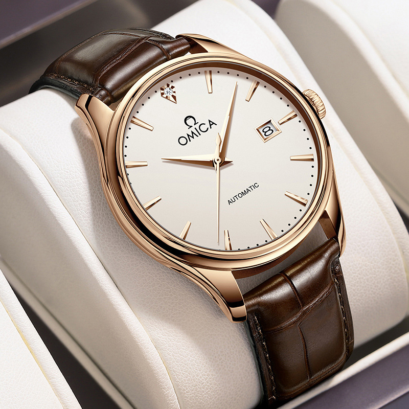 Swiss Genuine Ome Watch Men's Mechanical Watch Waterproof Luminous New Belt Fashion High-Grade Men's Watch