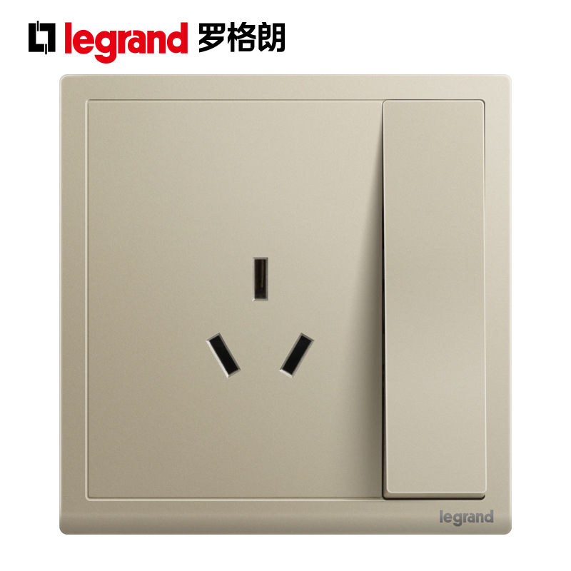 罗格朗legrand开关插座朗淳S米兰金带开关三扁插座10A三孔带开关