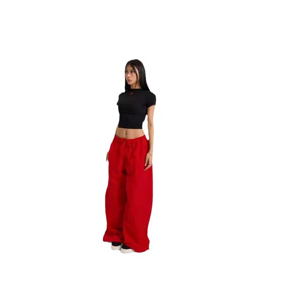 American Retro Loose Street Drag Cool Hot Girl Crowdwork Pants Heavy Embroidered Straight Jazz Casual Parachute Pants Sport