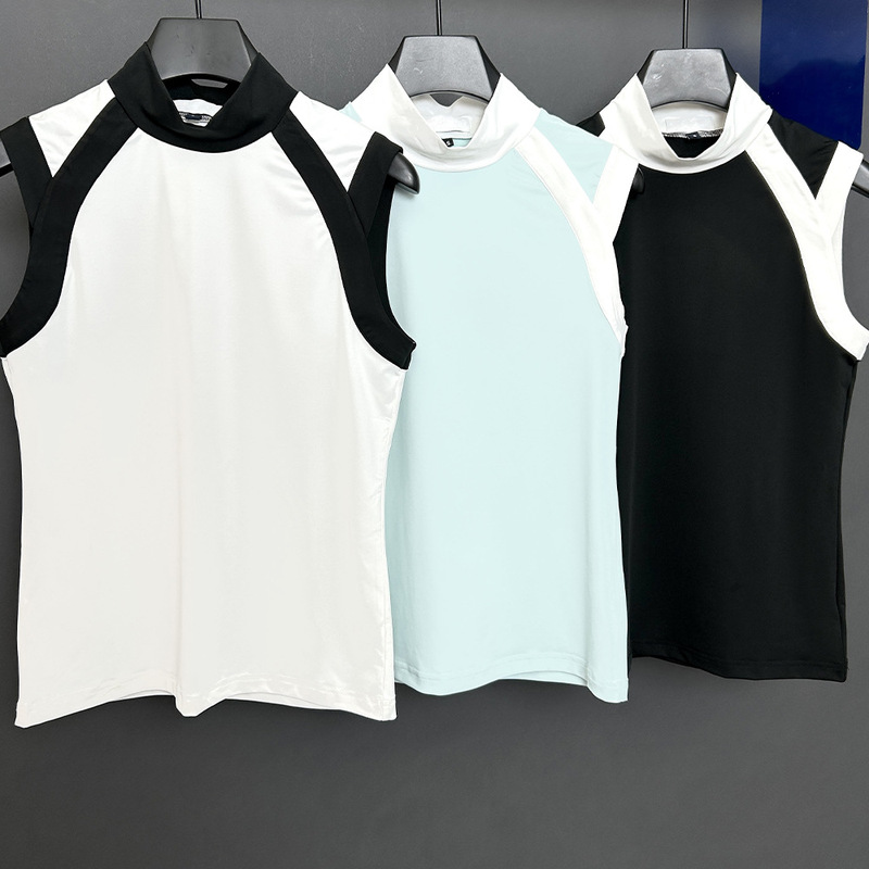 New Summer Women's Round-Neck Sleeveless Sports T-Shirt, Fashionable and Versatile, with Contrasting Color Patchwork, Quick-Drying and Breathable Tennis Apparel