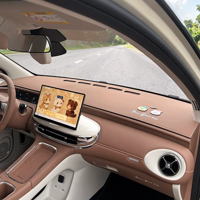 Günəş əleyhinə siperlik dashboard anti-glare mat, car - upgraded-embroidered-logo-bear-rabbit-bingo-pro-dashboard-sunshade-mat-leather-version-brown
