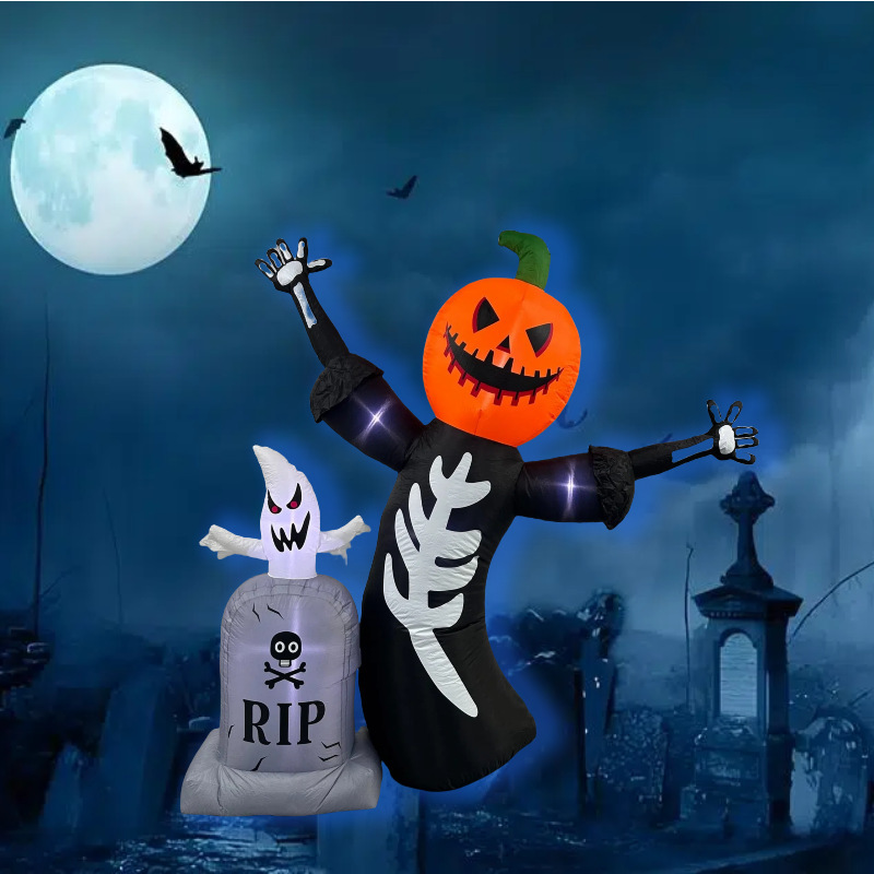 工場直販ハロウィンカボチャ悪霊ゴースト墓石組み合わせインフレータブルモデル屋外発光LEDライトインフレータブルモデル|undefined