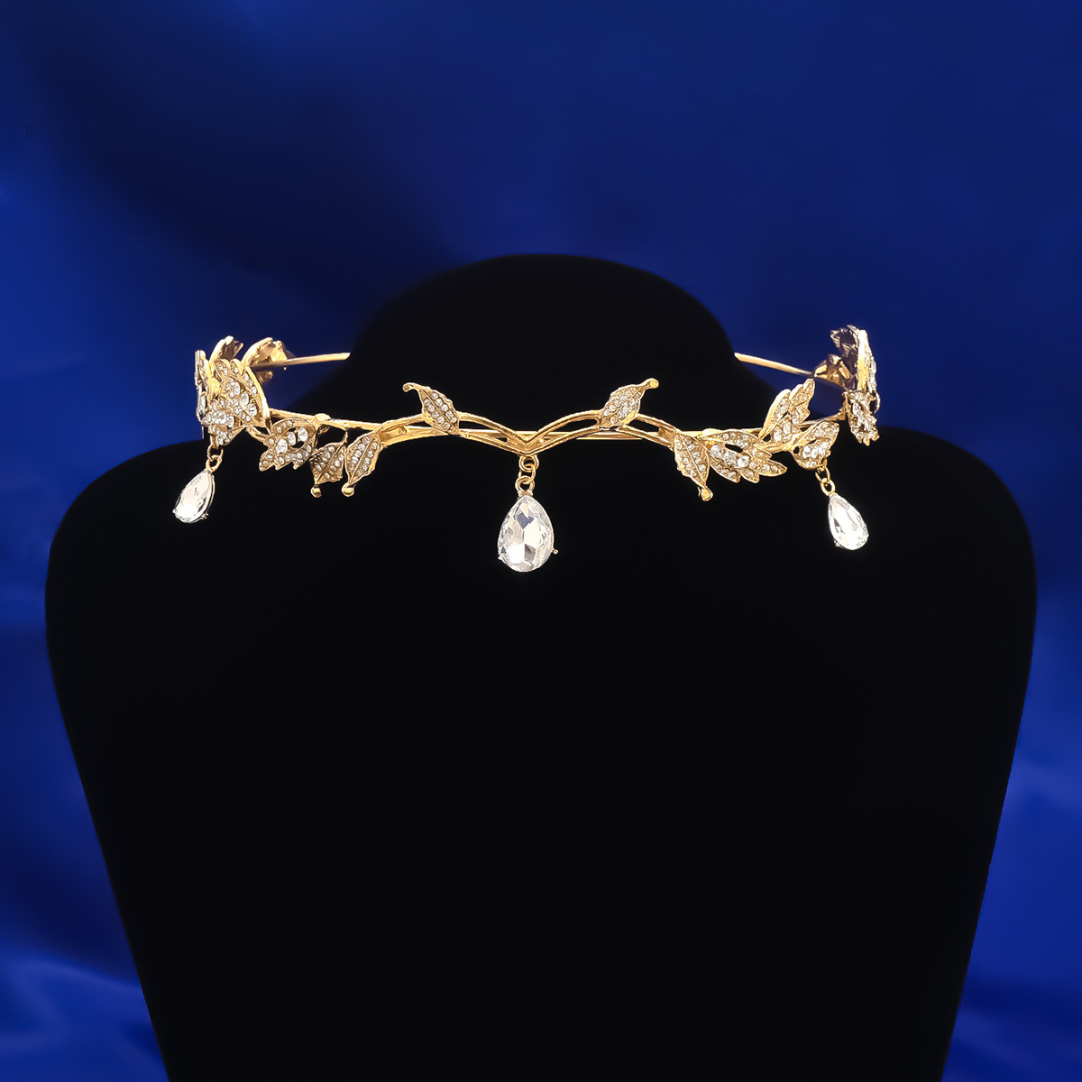 Hojas de madera de la corona llena de diamantes bridal jewelry de la frente princesa super inmortal en fuga tocado de cabello de cabello de doble propósito joyas para el cabello