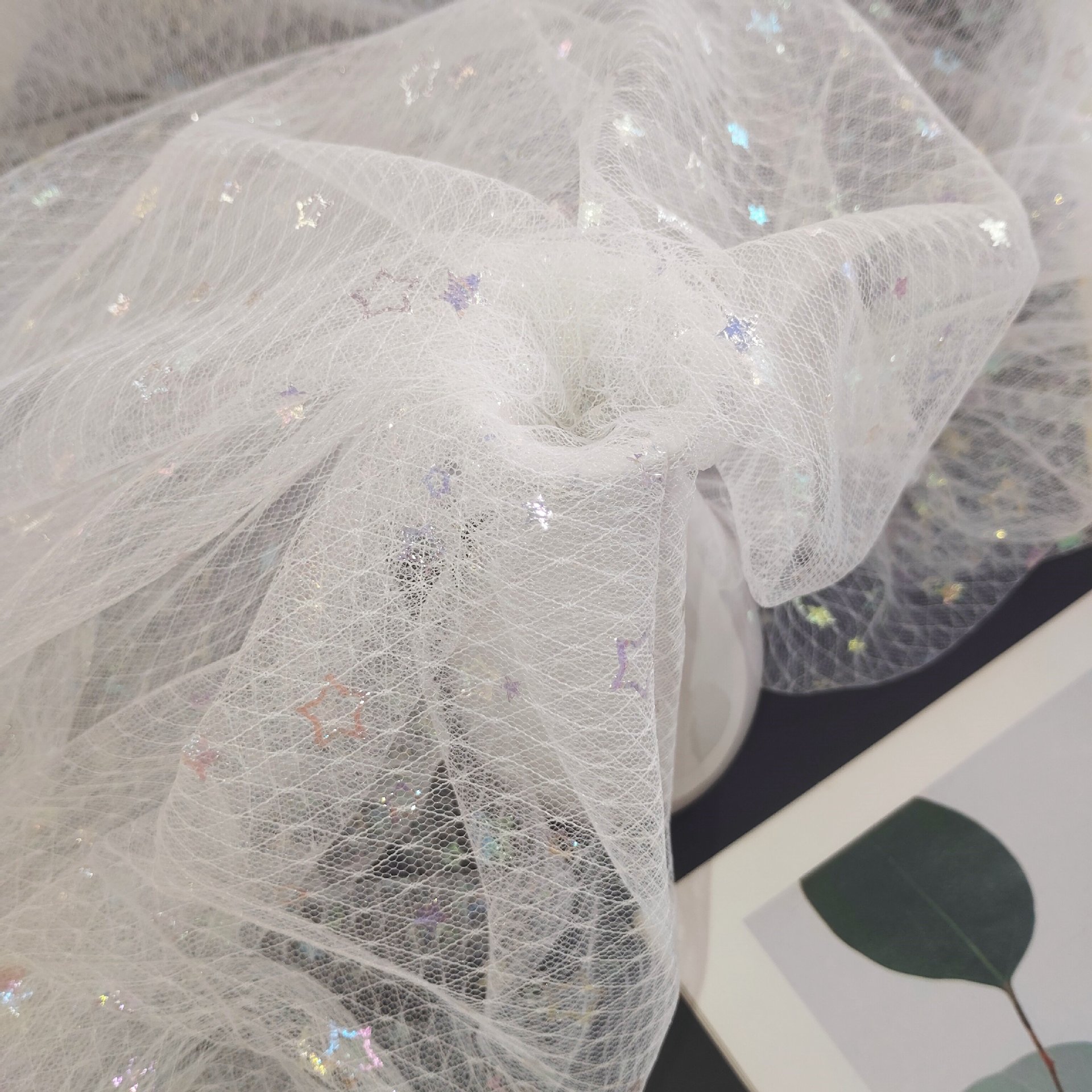 新款菱形方格幻彩五角星六角网眼布料娃衣手工服装玩偶衣服面料