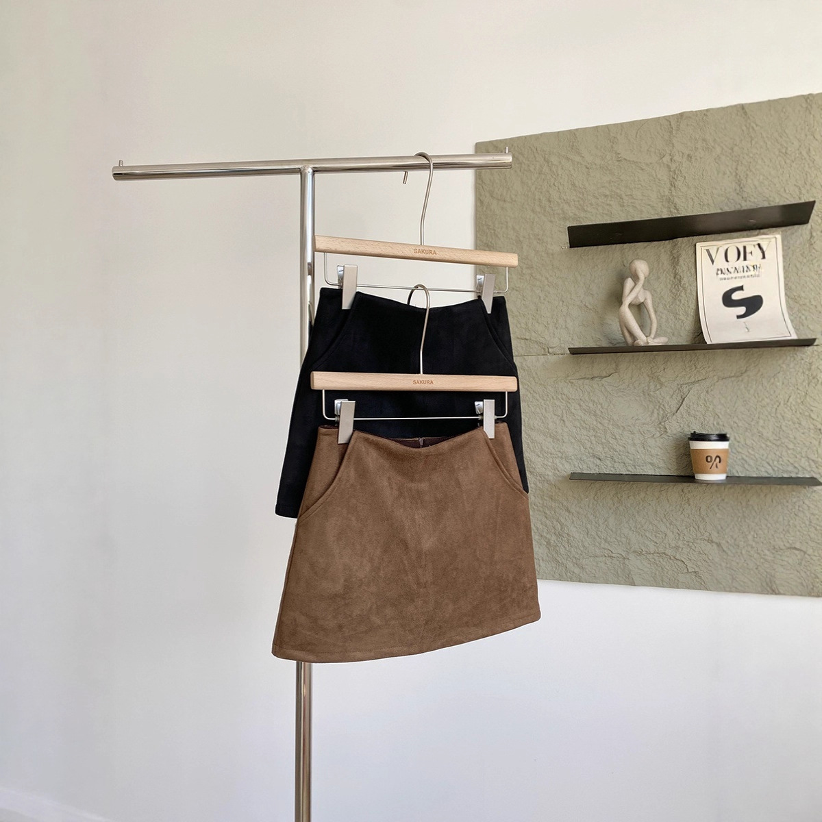 Anti-Exposure Pure Color Imitation Suede Skirt for Women in Autumn and Winter Sweet Sexy Slimming Look Versatile A-Line Skirt Short Skirt