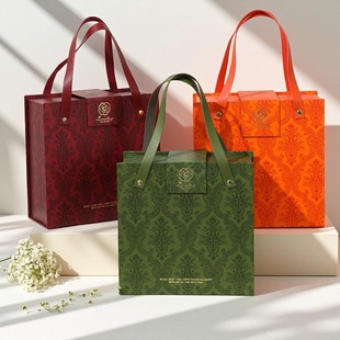 Spot Dragon Boat Festival Green Satchel Large-Capacity Business Event Gift Packaging Box Empty Box Wedding Accompaniment Gift Box