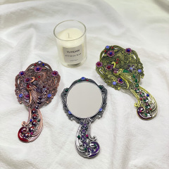 Mirror Comb Gift Set Creative Retro Peacock Mirror Handle Metal Makeup Mirror Gift Box Wholesale XKQ05