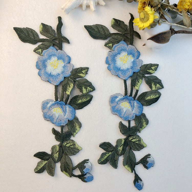 清货刺绣对花辅料时尚经典彩色电脑刺绣蕾丝辅料花朵补丁贴花边