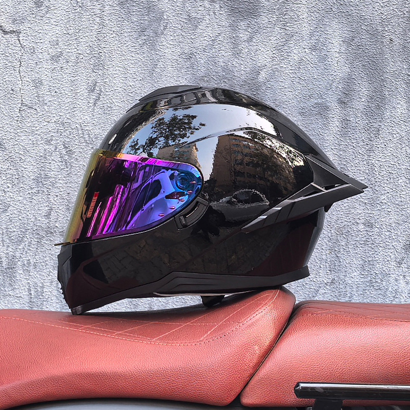 Casco integral transfronterizo DOT de la versión mejorada de LVS con doble lente para hombres, casco de seguridad universal para todas las estaciones para motociclistas femeninas, casco de motocicleta con doble lente.